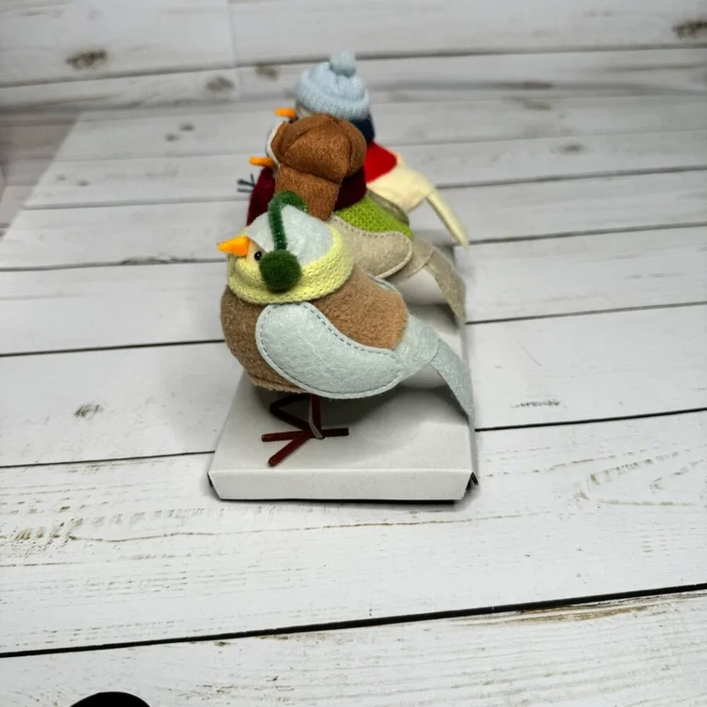 3pc‎ Featherly Friends Mini Fabric Christmas Bird Figurine Wondershop Natural